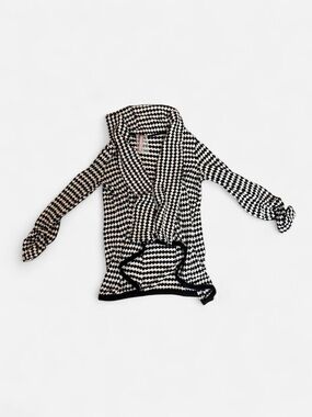 Mauve Black & White Houndstooth Knit Cardigan